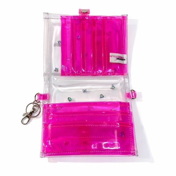 Electric Bubblegum Pink Liquid Glitter Wallet - Picture 2 of 4